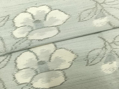 平和屋着物▽上質な紬 単衣 草花文 正絹 逸品 AAAZ9219fy