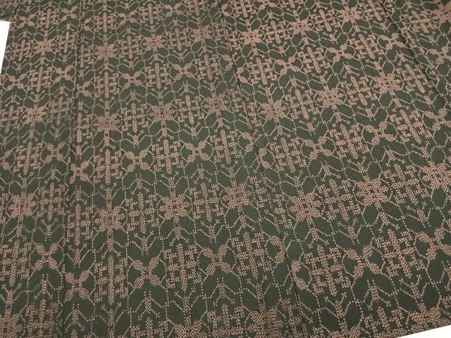 平和屋着物▽本塩沢 単衣 幾何学文様 正絹 逸品 AAAZ9221fy
