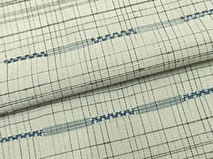 平和屋着物▽上質な紬 単衣 刺繍 横縞 正絹 逸品 AAAZ9223fy