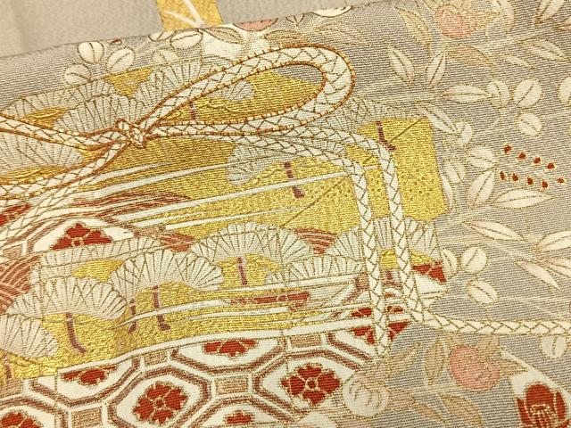平和屋着物▽銀座きしや 訪問着 単衣 駒刺繍 花文箱文 金彩 正絹 逸品 AAAZ9224fy