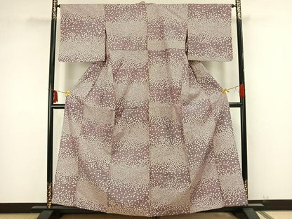 平和屋着物▽上質な紬 単衣 横段文 正絹 逸品 AAAZ9227fy