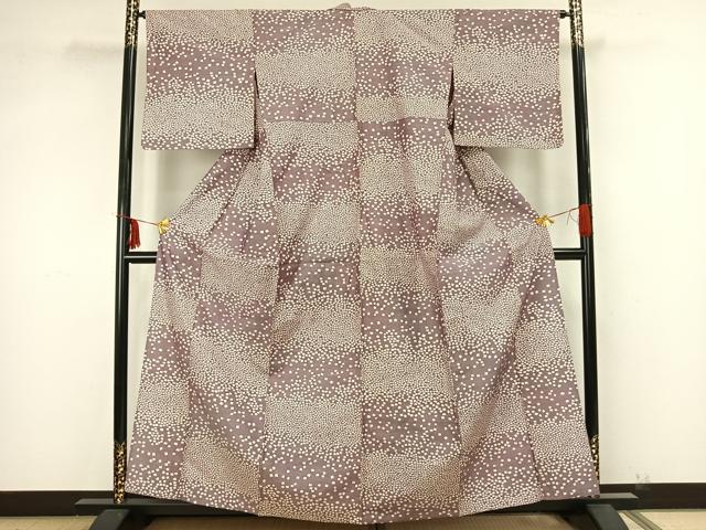 平和屋着物▽上質な紬 単衣 横段文 正絹 逸品 AAAZ9227fy