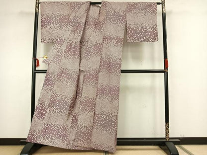 平和屋着物▽上質な紬 単衣 横段文 正絹 逸品 AAAZ9227fy