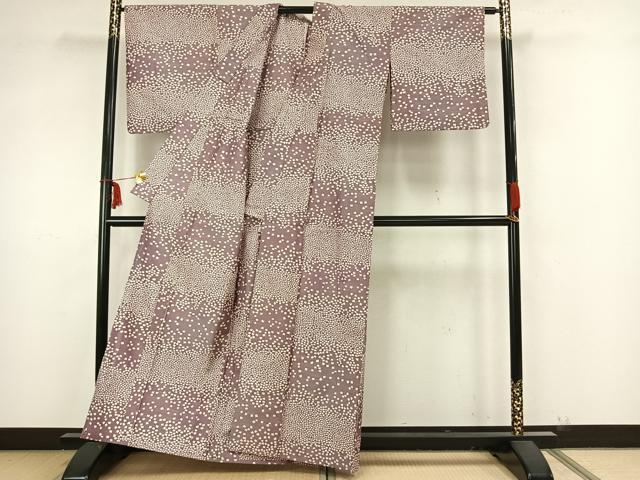 平和屋着物▽上質な紬 単衣 横段文 正絹 逸品 AAAZ9227fy