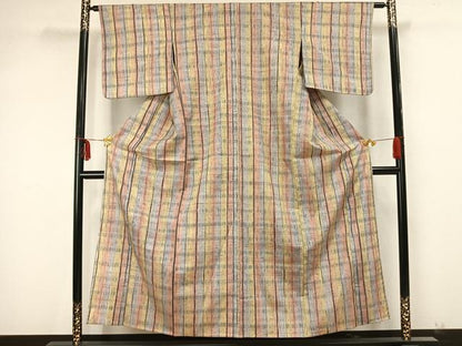 平和屋着物▽上質な紬 単衣 絞り 間道 正絹 逸品 AAAZ9229fy