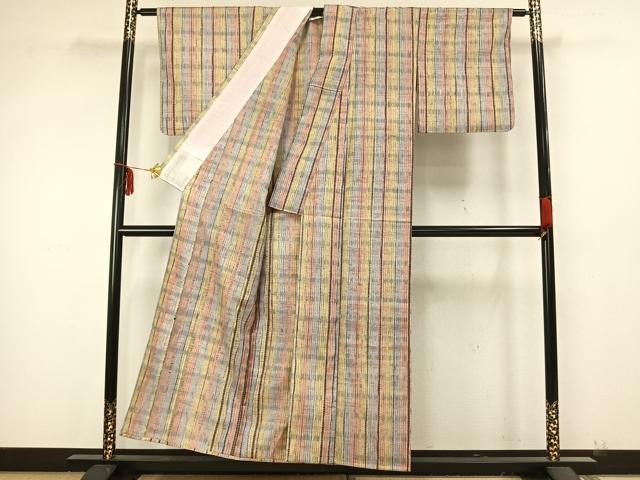 平和屋着物▽上質な紬 単衣 絞り 間道 正絹 逸品 AAAZ9229fy