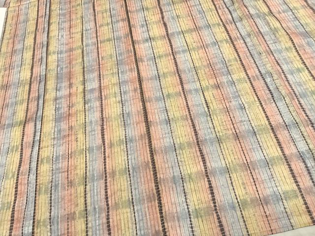 平和屋着物▽上質な紬 単衣 絞り 間道 正絹 逸品 AAAZ9229fy