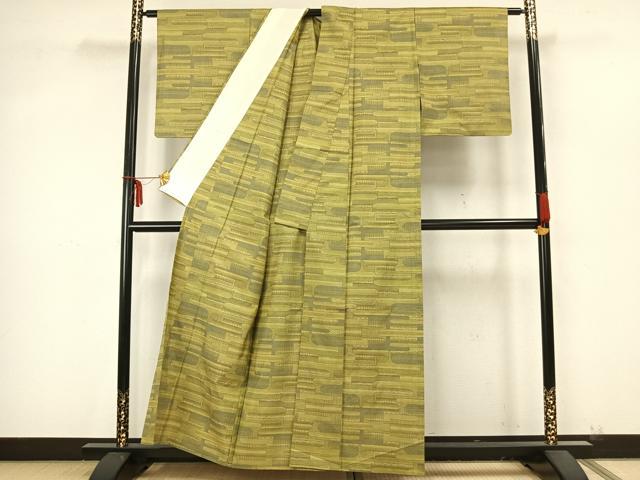 平和屋着物▽本場大島紬 単衣 7マルキ エ霞文 正絹 逸品 未使用 AAAZ9233fy