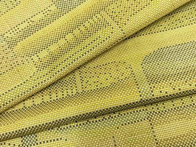 平和屋着物▽本場大島紬 単衣 7マルキ エ霞文 正絹 逸品 未使用 AAAZ9233fy