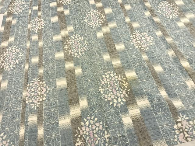 平和屋着物▽上質な紬 単衣 吉祥花文 正絹 逸品 AAAZ9234fy