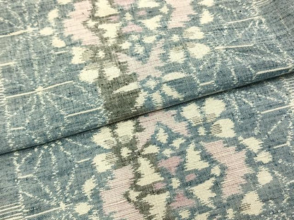平和屋着物▽上質な紬 単衣 吉祥花文 正絹 逸品 AAAZ9234fy