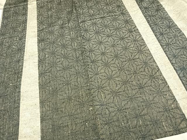 平和屋着物▽上質な紬 単衣 麻の葉文様 正絹 逸品 未使用 AAAZ9238fy