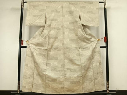 平和屋着物▽お召　単衣　幾何学文様　正絹　逸品　AAAZ9245fy