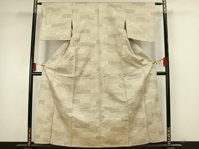 平和屋着物▽お召　単衣　幾何学文様　正絹　逸品　AAAZ9245fy