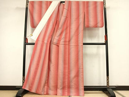 平和屋着物▽上質な紬 単衣 間道 正絹 逸品 AAAZ9247fy