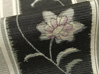 平和屋着物▽上質な紬 単衣 草花間道 正絹 逸品 AAAZ9248fy