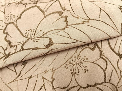 平和屋着物▽上質な紬 単衣 草花文 正絹 逸品 AAAZ9250fy