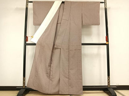 平和屋着物▽上質な小紋 単衣 縞 正絹 逸品 AAAZ9251fy