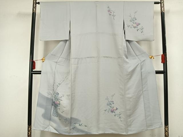 平和屋着物▽訪問着 単衣 草花文 正絹 逸品 AAAZ9253fy