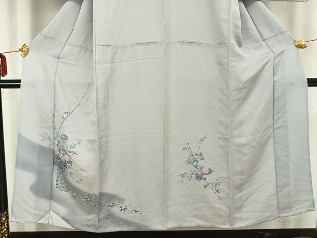 平和屋着物▽訪問着 単衣 草花文 正絹 逸品 AAAZ9253fy