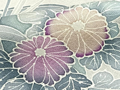 平和屋着物▽訪問着 単衣 草花文 正絹 逸品 AAAZ9253fy