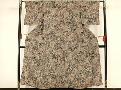 平和屋着物▽上質な小紋　単衣　花唐草文　鬼しぼ縮緬　正絹　逸品　未使用　AAAZ9254fy