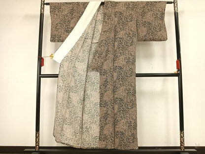 平和屋着物▽上質な小紋　単衣　花唐草文　鬼しぼ縮緬　正絹　逸品　未使用　AAAZ9254fy