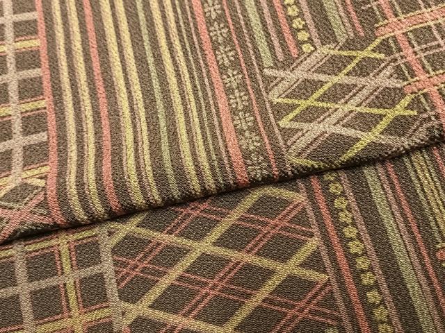 平和屋着物▽上質な小紋 単衣 色紙重ね文 正絹 逸品 AAAZ9257fy