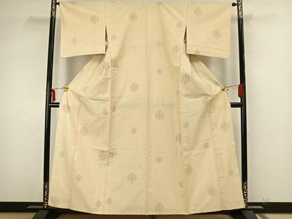 平和屋着物▽上質な紬 単衣 80亀甲 亀甲文 正絹 逸品 AAAZ9258fy