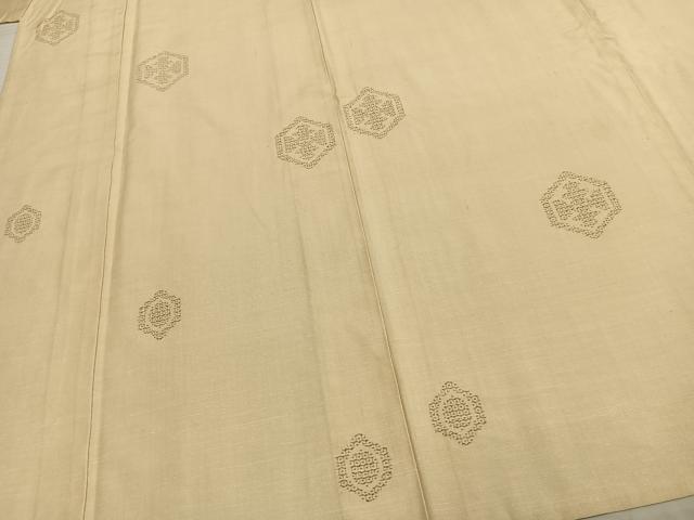 平和屋着物▽上質な紬 単衣 80亀甲 亀甲文 正絹 逸品 AAAZ9258fy