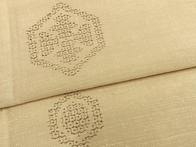 平和屋着物▽上質な紬 単衣 80亀甲 亀甲文 正絹 逸品 AAAZ9258fy