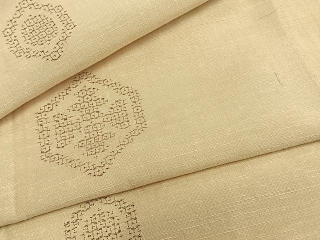 平和屋着物▽上質な紬 単衣 80亀甲 亀甲文 正絹 逸品 AAAZ9258fy