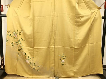 平和屋着物▽訪問着 単衣 枝花文 銀彩 正絹 逸品 AAAZ9260fy