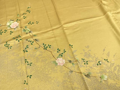 平和屋着物▽訪問着 単衣 枝花文 銀彩 正絹 逸品 AAAZ9260fy