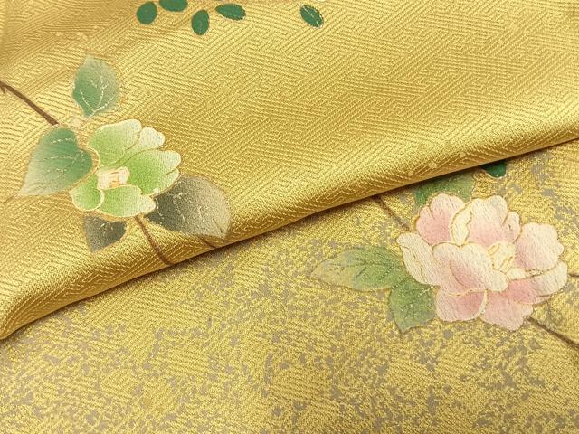平和屋着物▽訪問着 単衣 枝花文 銀彩 正絹 逸品 AAAZ9260fy