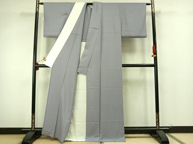 平和屋着物▽上質な色無地 単衣 牡丹鼠色 伊勢丹扱い 正絹 逸品 AAAZ9261fy
