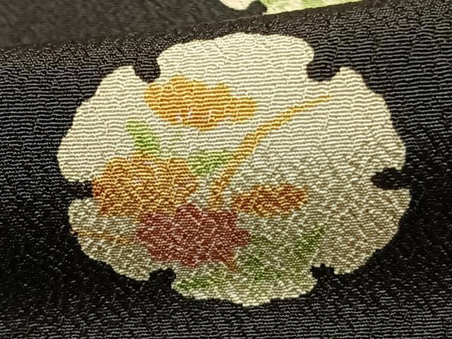 平和屋着物▽小紋 単衣 雪輪花文 黒地 洗える着物 AAAZ9262fy