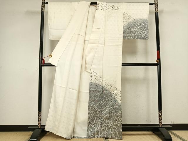 平和屋着物▽訪問着 単衣 刺繍 草花文 金彩 正絹 逸品 AAAZ9264fy