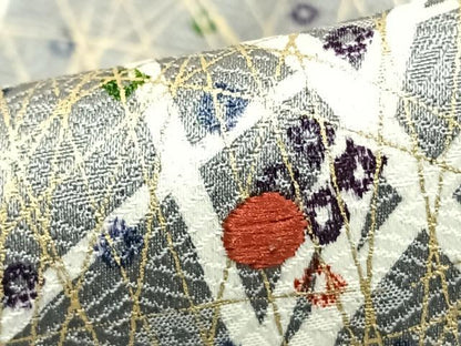 平和屋着物▽訪問着 単衣 刺繍 草花文 金彩 正絹 逸品 AAAZ9264fy