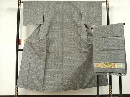 平和屋着物▽雪匠紬 単衣 花尽くし 手織 証紙付き 正絹 逸品 AAAZ9267fy