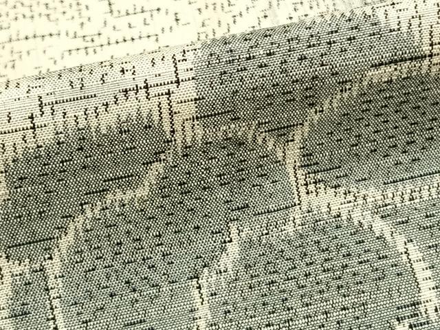 平和屋着物▽上質な紬　単衣　色紙草花文　正絹　逸品　AAAZ9268fy