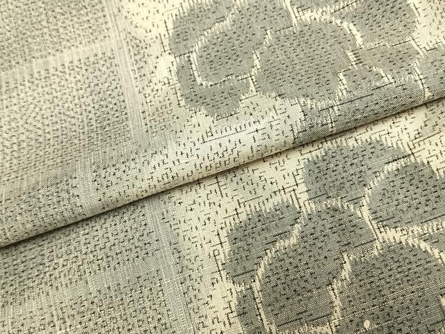 平和屋着物▽上質な紬　単衣　色紙草花文　正絹　逸品　AAAZ9268fy