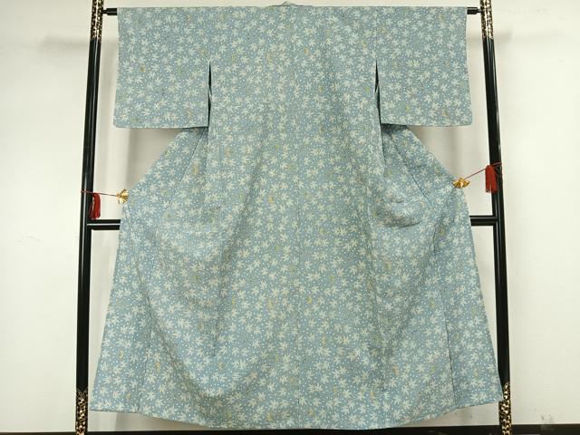 平和屋着物▽本塩沢 単衣 葉尽くし 正絹 逸品 AAAZ9271fy