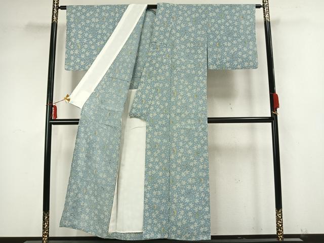 平和屋着物▽本塩沢 単衣 葉尽くし 正絹 逸品 AAAZ9271fy