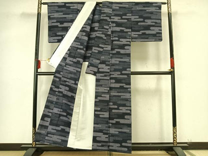 平和屋着物▽上質な紬 単衣 霞取り文 正絹 逸品 AAAZ9273fy