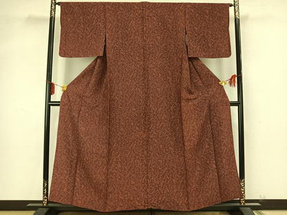 平和屋着物▽上質な小紋 単衣 枝花文 正絹 逸品 AAAZ9275fy