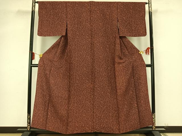 平和屋着物▽上質な小紋 単衣 枝花文 正絹 逸品 AAAZ9275fy