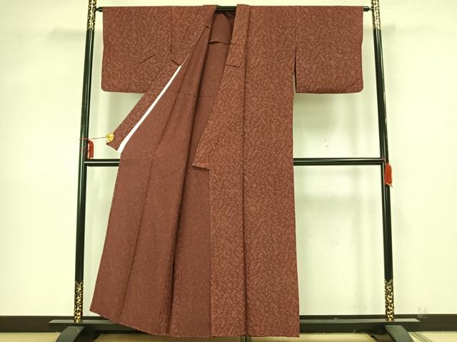 平和屋着物▽上質な小紋 単衣 枝花文 正絹 逸品 AAAZ9275fy