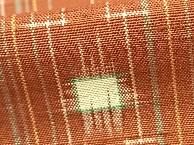 平和屋着物▽上質な紬　単衣　格子　正絹　逸品　AAAZ9277fy