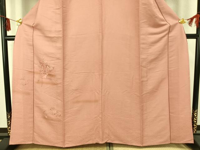 平和屋着物▽無地絵羽訪問着 単衣 総刺繍 扇面草花文 暈し染め 正絹 逸品 AAAZ9278fy